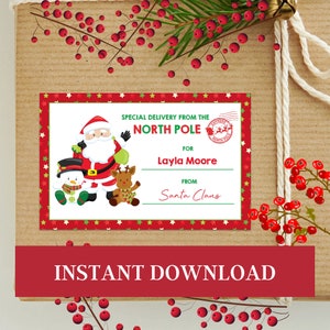 Editable Gift labels Christmas Gift Tag Labels in 3 sizes North Pole Stickers Printable Template Christmas labels Instant download