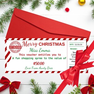 Idea regalo last minute Modello stampabile di certificato regalo di Natale Biglietto regalo di Natale modificabile da modificare, scaricare e stampare immediatamente