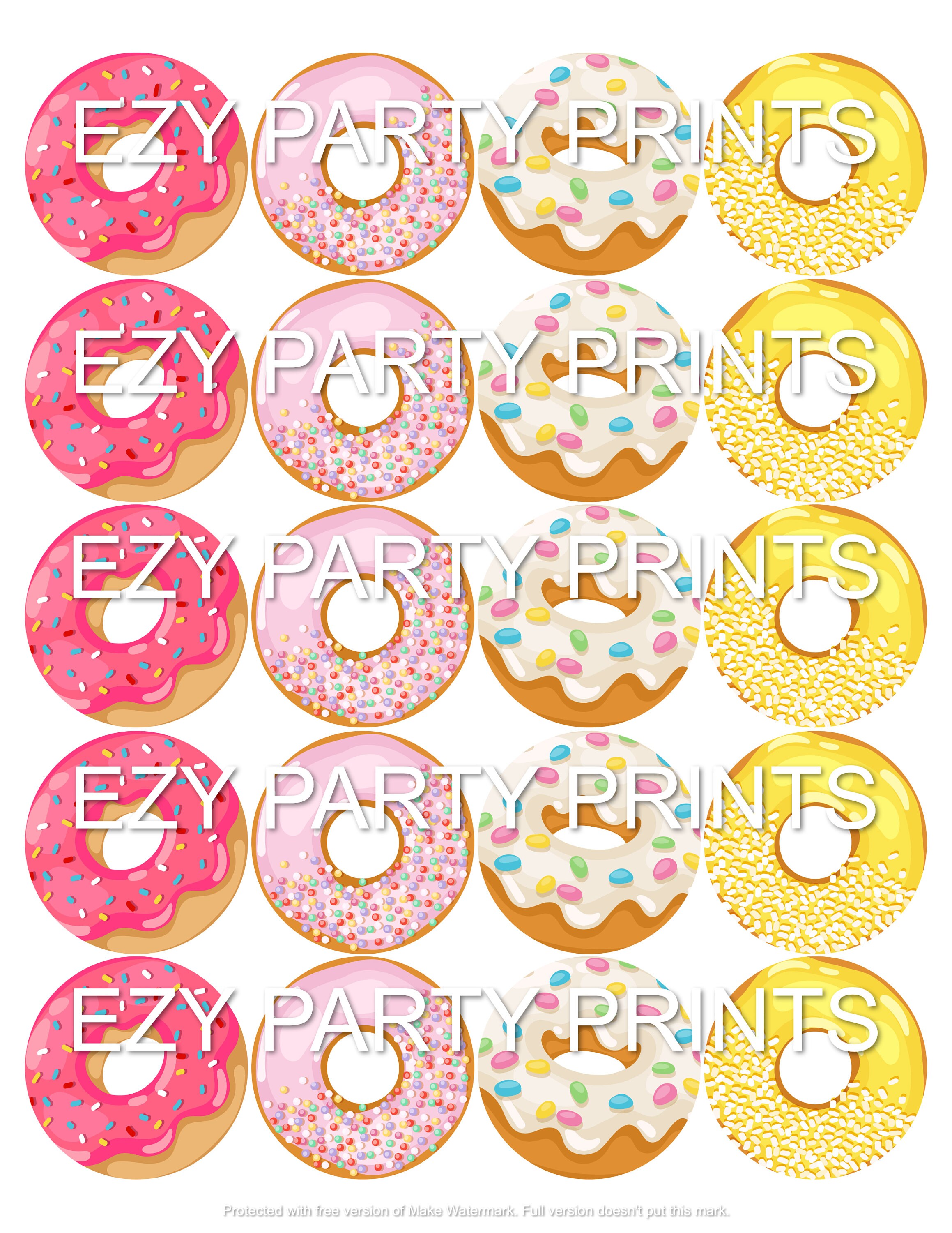 DONUT PARTY cupcake toppers for instant printing Toppers Etsy