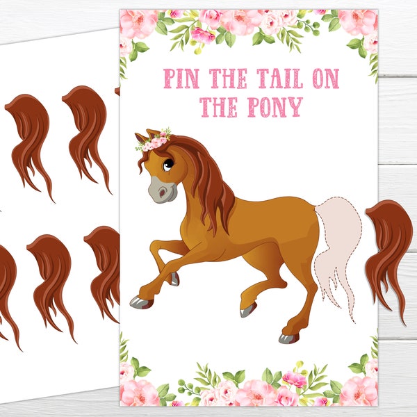 Pin the Tail on the Pony Game Pin The Tail Game Instant Printable Party Game Horse Party Game Pin The Tail on the Horse Instant Download