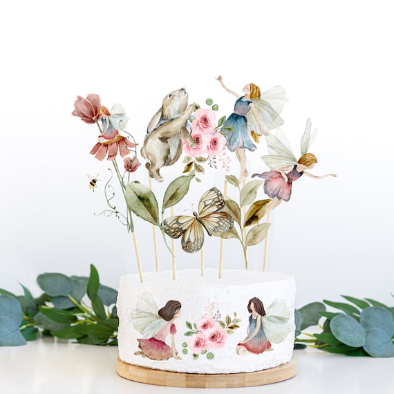 Fairies cake topper, Girls birthday decor, Printable Fairies birthday ...