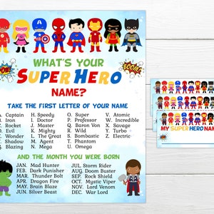 Superhero Party Game (Mixed Race). Superheroes party, INSTANT DOWNLOAD  Instant Printable party game, Super hero birthday party game by Ezy Party  Prints