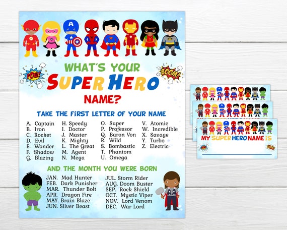 Superhero Party Game (Mixed Race). Superheroes party, INSTANT DOWNLOAD  Instant Printable party game, Super hero birthday party game by Ezy Party  Prints