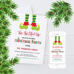 Editable Christmas Invitation Printable Christmas Party Invitation SMS Christmas Invite Elf Christmas Invitation Instant Edit and Download