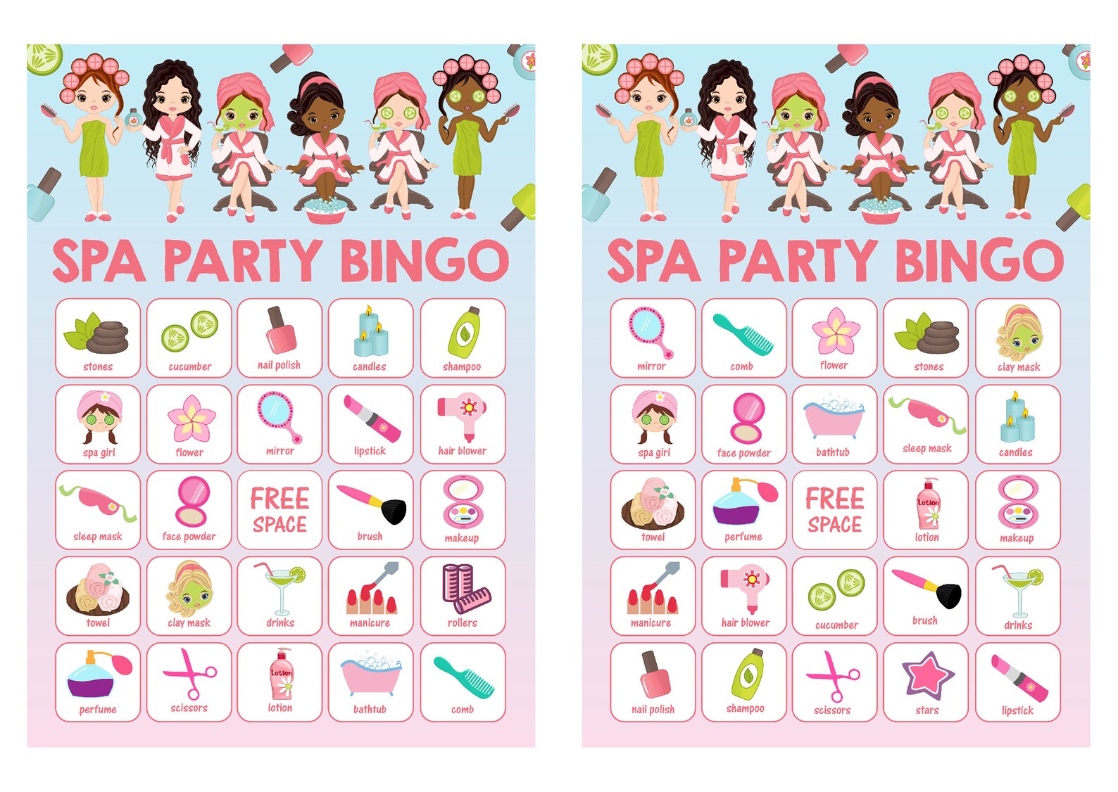 spa-party-bingo-game-spa-bingo-spa-party-printable-bingo-etsy