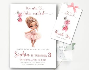 Ballerina Birthday Invitation Ballerina Party Ballet Modern Invitation Ballet Dancer Invite Dancing Ballerina Girl EDITABLE Instant Digital