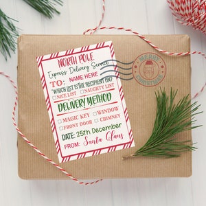 Christmas Gift Labels North Pole Labels Printable Template Christmas Labels Instant Download and Editable Options Included 5&quot;x7&quot;