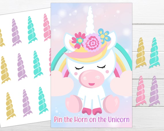 pin the horn on the unicorn game pin the tail game party game for girls birthday party games printable birthday game instant download by ezy party prints catch my party