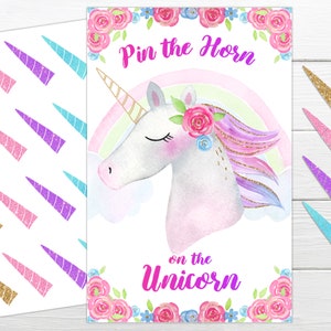 Unicorn Birthday Party Game Pin the Tail on The Unicorn Game Unicorn Birthday Party Unicorn Party Game Rainbow Instant Download