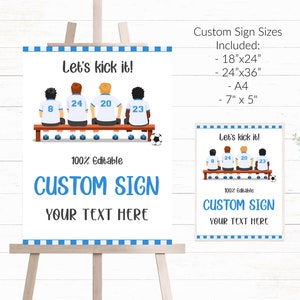Editable Soccer Birthday Party Signs 4 sizes Soccer Party Custom Signs Soccer Party Decor Soccer Birthday Signs Football Birthday Signs FFB2