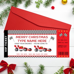 Kerstkaart autorace bewerkbaar autoracen kerstcadeaubon Cadeaubon Speed Lovers Autoliefhebbers Gepersonaliseerd cadeauticket RC