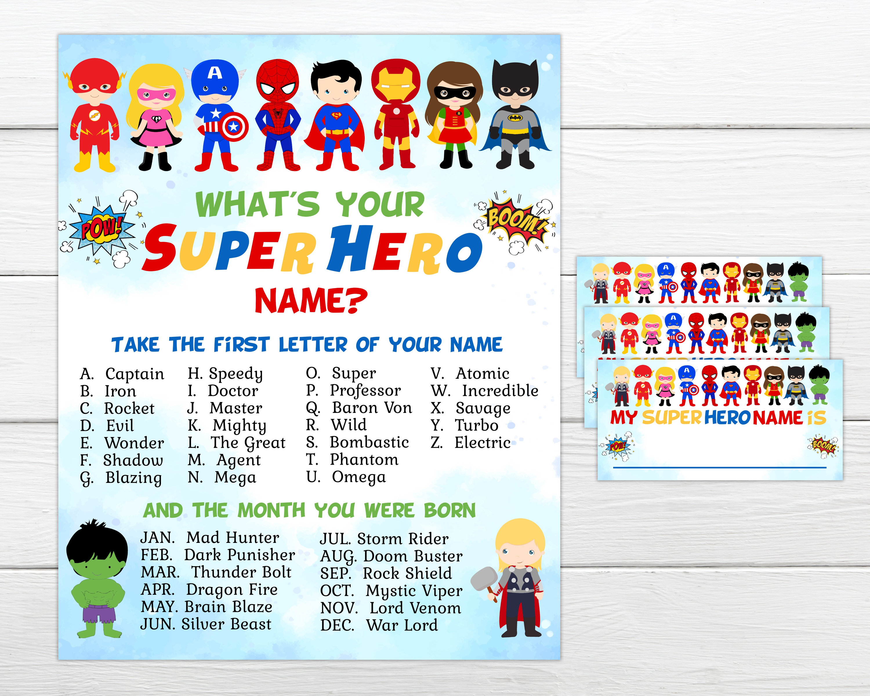 Superhero Party Sign Whats Your Superhero Name Sign 