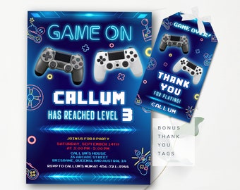 Gaming Birthday Invitation Video Game Invitation Gaming Birthday Party Game Player Invitation Boys Invitation Gamer Party  - VGP2