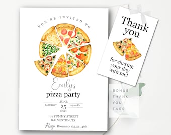 Pizza Party Invitation Template Pizza Birthday Party Pizza Party Invite ...