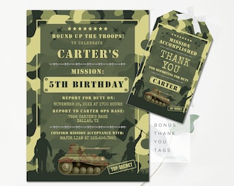 Editable Army Birthday Invitation, Military Birthday Invitation, Army ...