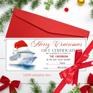Vale de regalo para crucero de Navidad Boleto de regalo de crucero falso editable Boleto falso de crucero de regalo de Navidad sorpresa editable EDICIÓN Y DESCARGA INSTANTÁNEA