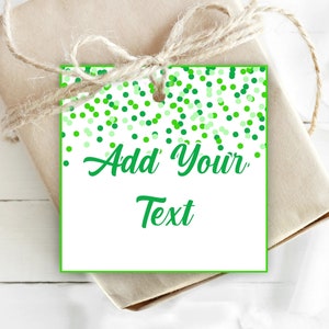 Editable Green birthday party accessories, Green confetti birthday party decor, Green dots gift tags, Green gift tags all with multiple uses image 3