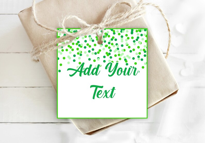 Editable Green birthday party accessories, Green confetti birthday party decor, Green dots gift tags, Green gift tags all with multiple uses image 3