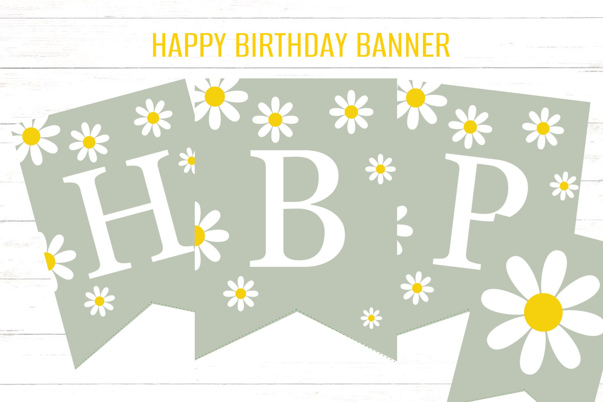 Editable Daisy Birthday Banner for Instant Editing and Printing, Daisy ...