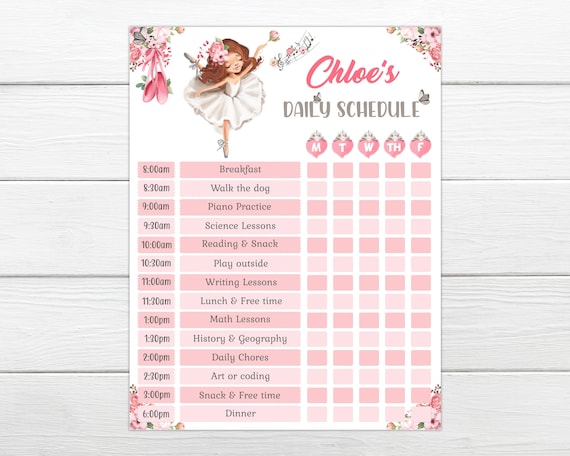 Girls Daily Schedule Template, Homeschool Daily Routine, Editable PDF ...