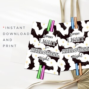 Halloween Glow Stick Holder Halloween Glow Stick Tags Glow Stick Treats Printable Holder Glow Stick Gift Tag Glowstick Template Halloween