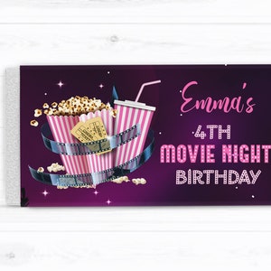 Movie Night Party Chocolate Wrapper Movie Birthday Candy Wrappers Personalized Wrappers Printable Wrappers Movie Party - MNP6