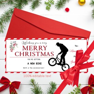 Weihnachten Geschenkgutschein Fahrrad Geschenk Überraschung BMX Fahrrad Geschenkgutschein Ticket Vorlage 100% EDITIERBARER TEXT Sofortiger Download