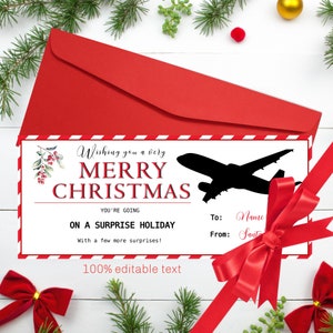 Weihnachtsfeiertagsgeschenkgutschein Bearbeitungsbares Kurzurlaubsgeschenkticket Bearbeitungsbare Überraschung Weihnachtsgeschenk Urlaubsticket Last-Minute-Geschenkidee für Sie