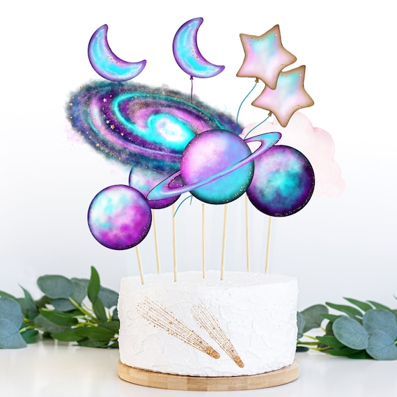 Outer Space birthday cake topper Space birthday decor Printable Space birthday centrepiece ...