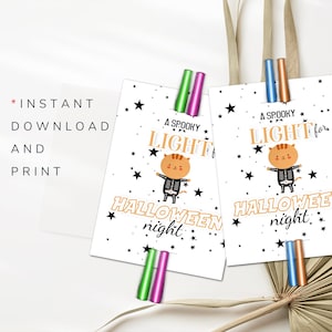 Halloween Glow Stick Tag Holder Halloween Glow Stick Tags Glow Stick Holder Printable Glow Stick Gift Tag Glowstick Template Halloween
