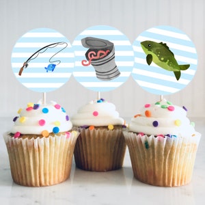 12 Fish and Hook Cupcake Toppers the Big One Such a Catch Party Birthday  Shower Engagement Party Cake Topper -  Canada
