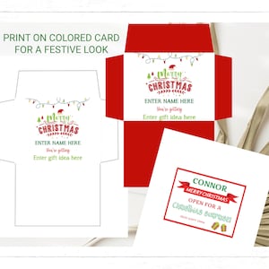 Busta voucher per certificato regalo di Natale da modificare, scaricare e stampare Busta regalo di Natale immediatamente modificabile Download istantaneo coupon