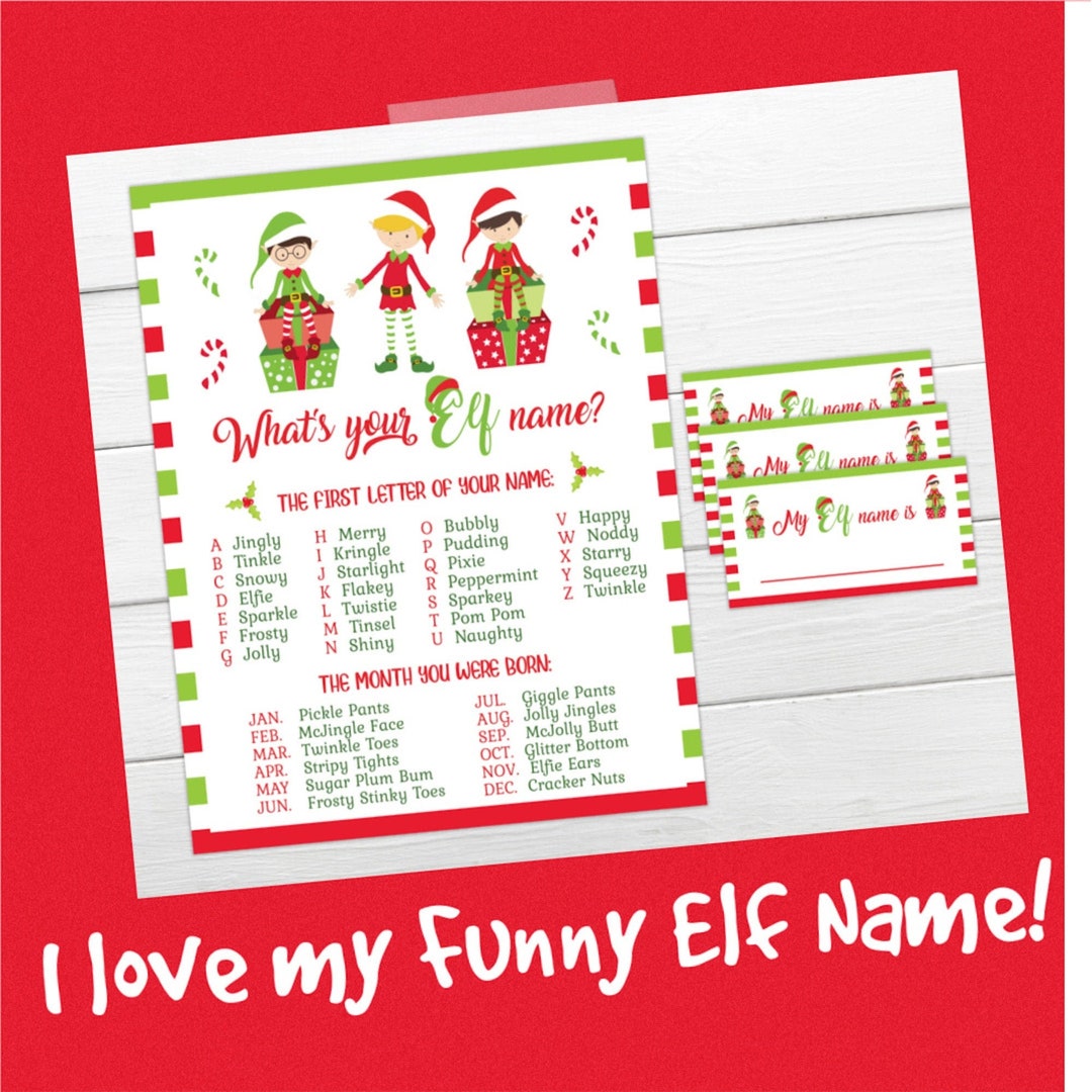 Christmas Game Whats Your Elf Name Game INSTANT DOWNLOAD