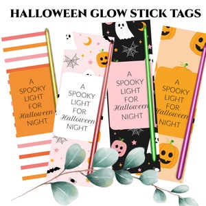 Halloween Glow Stick Tags Glow Stick Printable Holder Halloween Treat Glow Stick Holder Glow Stick Gift Tag Glowstick Template Halloween