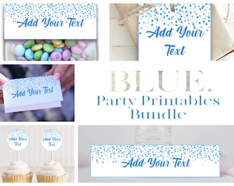 Blue Party Printables Editable Blue Confetti Gift Tags Blue Dots Birthday Decor Blue Spots Birthday Party Boys Blue Party Accessories