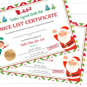 Santa Nice List-certificaat van Santa Bewerkbare Nice List-certificaat van Santa om direct te downloaden en af te drukken INSTANT DOWNLOAD