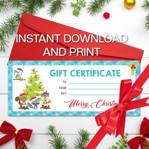 Gift voucher for Christmas Gift Certificate Template Printable Gift Ticket Xmas Gift Coupon Template Instant Download