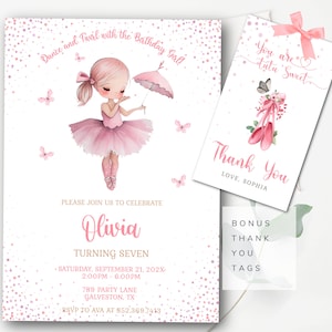Ballerina Invitation Ballet Dancer Invitation Editable Ballerina Birthday Invite Ballerina Birthday Party Invitation Instant Edit Download