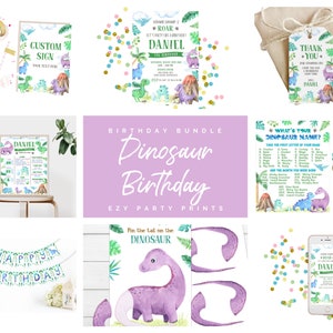 Dinosaur Birthday Party Bundle Dinosaur Birthday Package Dinosaur Birthday Party Set Printable Dinosaur Party Instant Print Download image 1