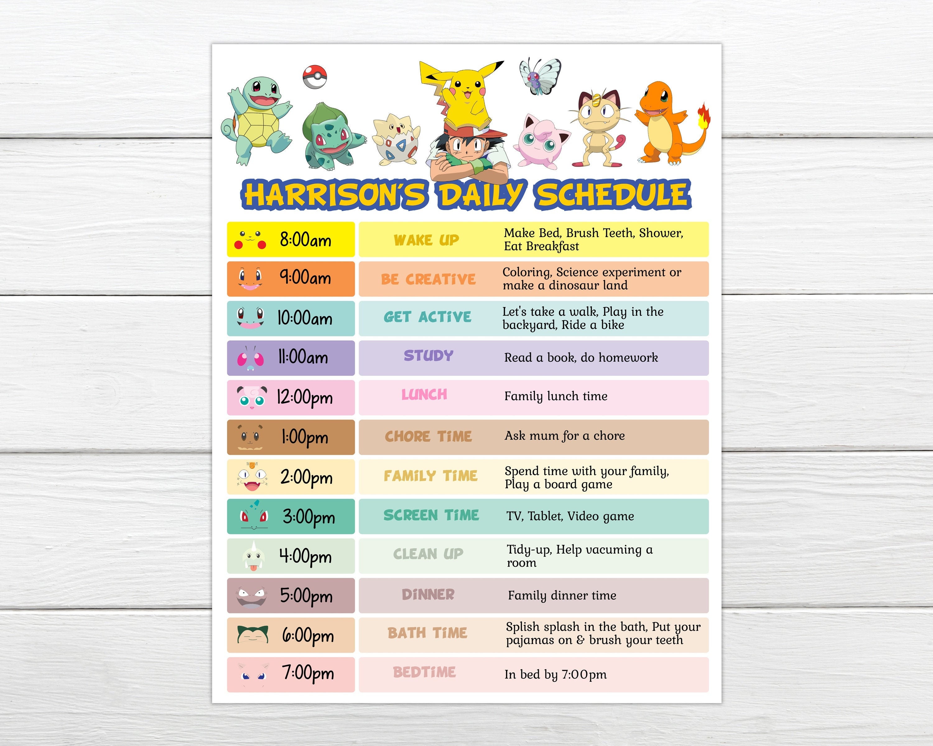 Time table format for daily routine clipart
