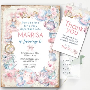 Alice im Wunderland Einladungsvorlage Wunderland Birthday Party Einladung Alice im Wunderland Mad Tea Party Alice Birthday Invite AW