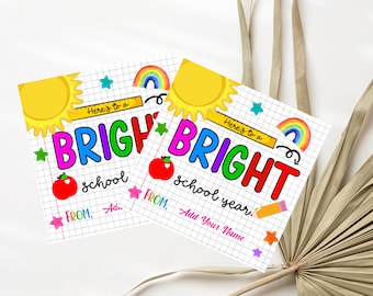 Back to School Gift Tags Editable in Corjl First Day of School Favor Tag Editable Teacher Tag, Classroom Student Tag Instant Download