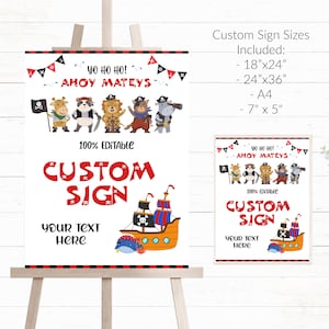 Pirate Birthday Signs Editable Custom Pirate Party Signs x 4 sizes included Pirate Party Welcome Sign Pirate Party Table Signs Decor - PBP3