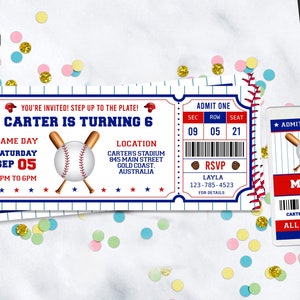 Baseball Ticket Invitation to edit download and print instantly! Boys baseball Ticket Birthday invitation free ID Badges