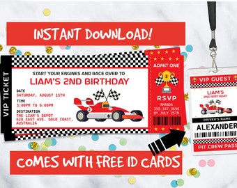 Invitation Cards Invite Birthday Party Pass Race Car Entry Ticket Invitation Cards Invite Birthday Party Pass Race Car Entry Ticket
