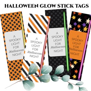 Halloween Glow Stick Treat Tags Glow Stick Printable Holder Halloween Treat Glow Stick Holder Glow Stick Gift Tag Template Halloween