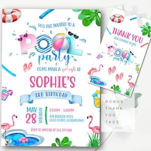 Pool Party Invitation Template Editable Pool Party Birthday Invitation Summer Swimming Pool Party Pool Birthday Invitation Pool Invitation