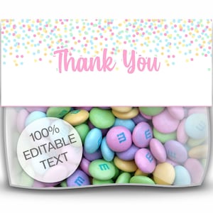 Pastell Rosa Bag Toppers in zwei Größen Pastell Topper Tags bearbeitbar Favor Tags Personalisierte Goodie Bag Druckbare Pastell Party Tischkarten