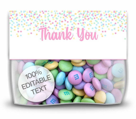 Pastel Pink Bag Toppers in two sizes Pastel Topper Tags Editable Favor Tags Personalized Goodie Bag Printable Pastel Party Table Cards