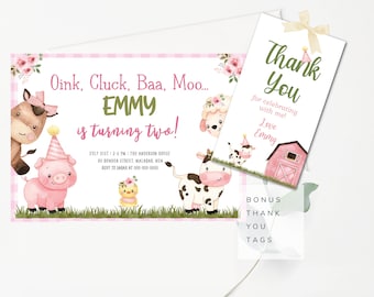 Editable Farm Birthday Invitation Barn Animals Party Invite Template Cute Barnyard Animals Ranch Kids Birthday Instant Download Corjl